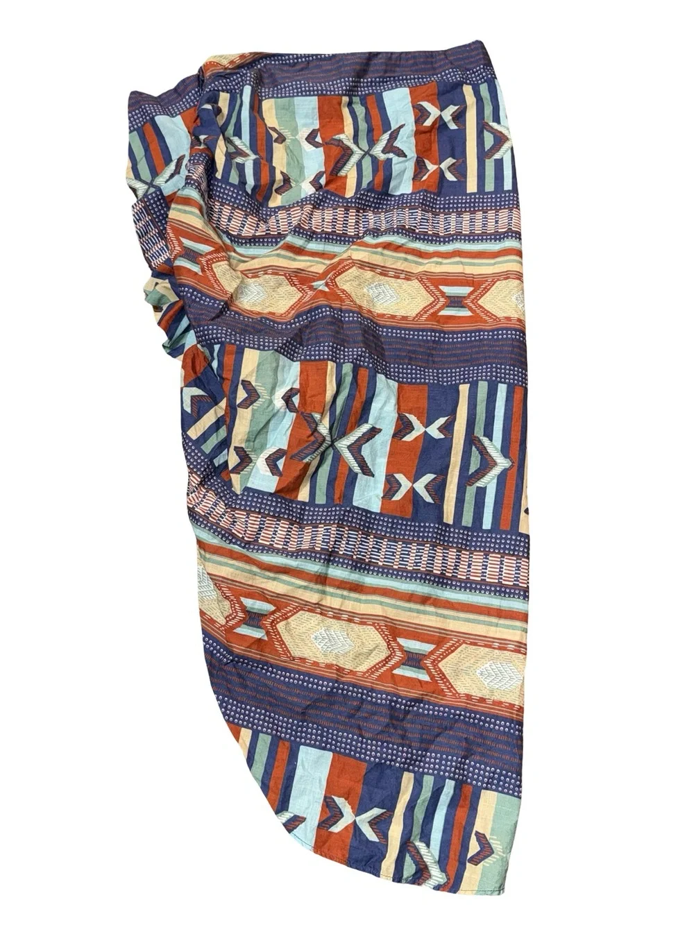 Veronica Beard Multi Aztec Hazel Asymmetrical Ruched Cotton Midi Skirt Sz XS